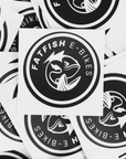 Fatfish Circular Logo Sticker White on Black 60MM