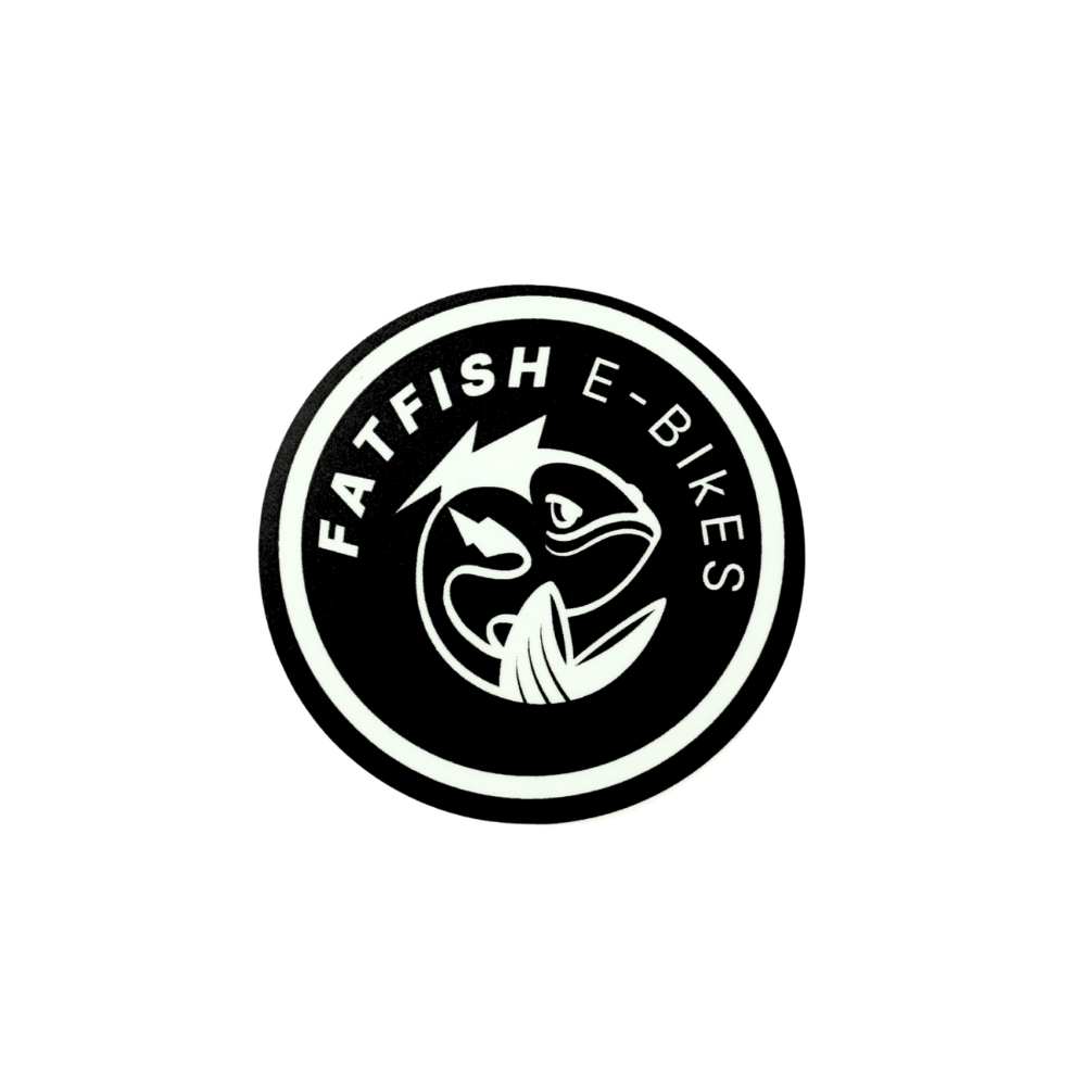 Fatfish Circular Logo Sticker White on Black 60MM